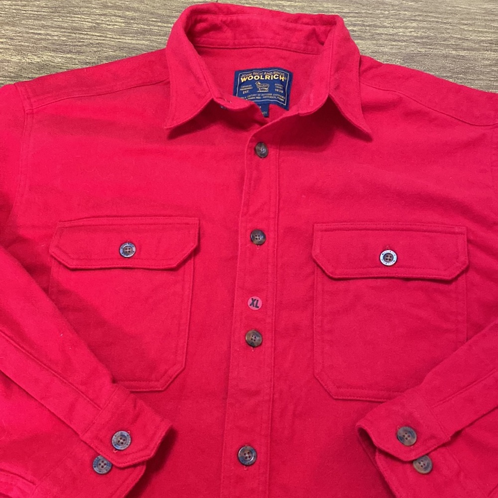 Red Woolrich Heavy Weight Long Sleeve Flannel Shirt Jacket XL